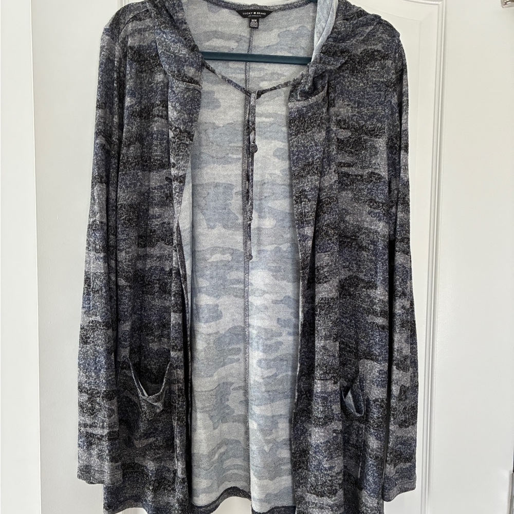 Black Blue Gray LUCKY BRAND Hoodie Cardigan